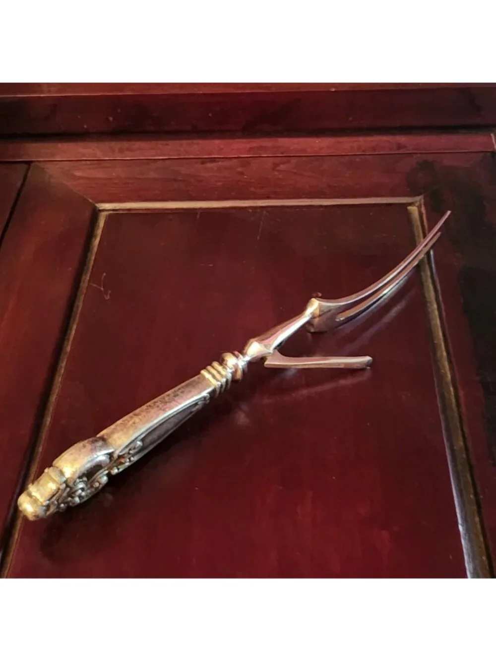 Vintage 1950's Stainless Steel Carving Fork with Finger Guard